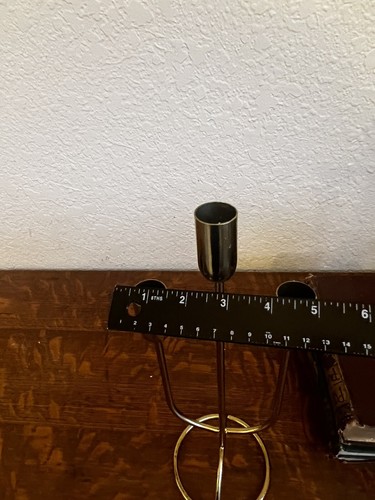 THREE ARM GOLDEN TAPER CANDLE HOLDER - Picture 7 of 7