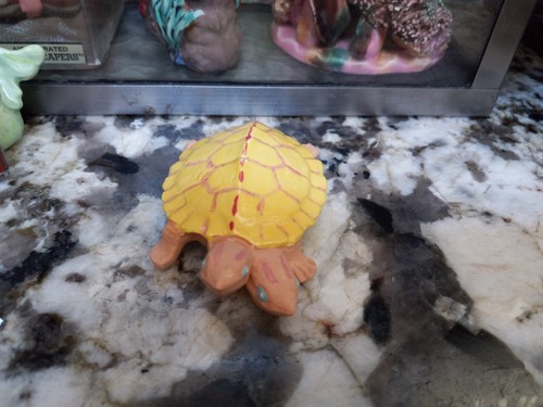 Vintage Old Aquarium Fishbowl Ceramic Bisque Blue Eye Albino 2 Headed Turtle