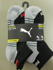 New Mens Puma 6 Pair Training Quarter Crew Athletic Socks.