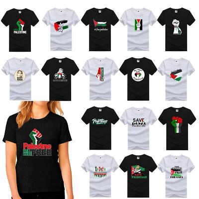 Damen-T-Shirt Palästina Flagge Herz bedruckt Rundhalsausschnitt Freiheitskampf Oberteil T-Shirts