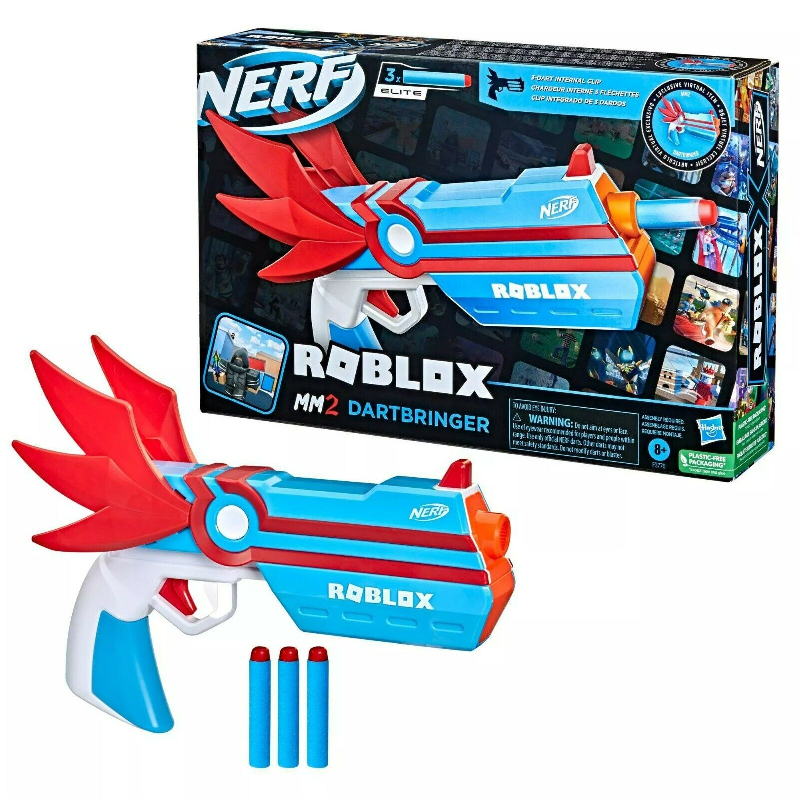 Nerf Roblox Guns 2x Elite Lot Of 3 New (Sealed w/ 2 darts and virtual  codes)