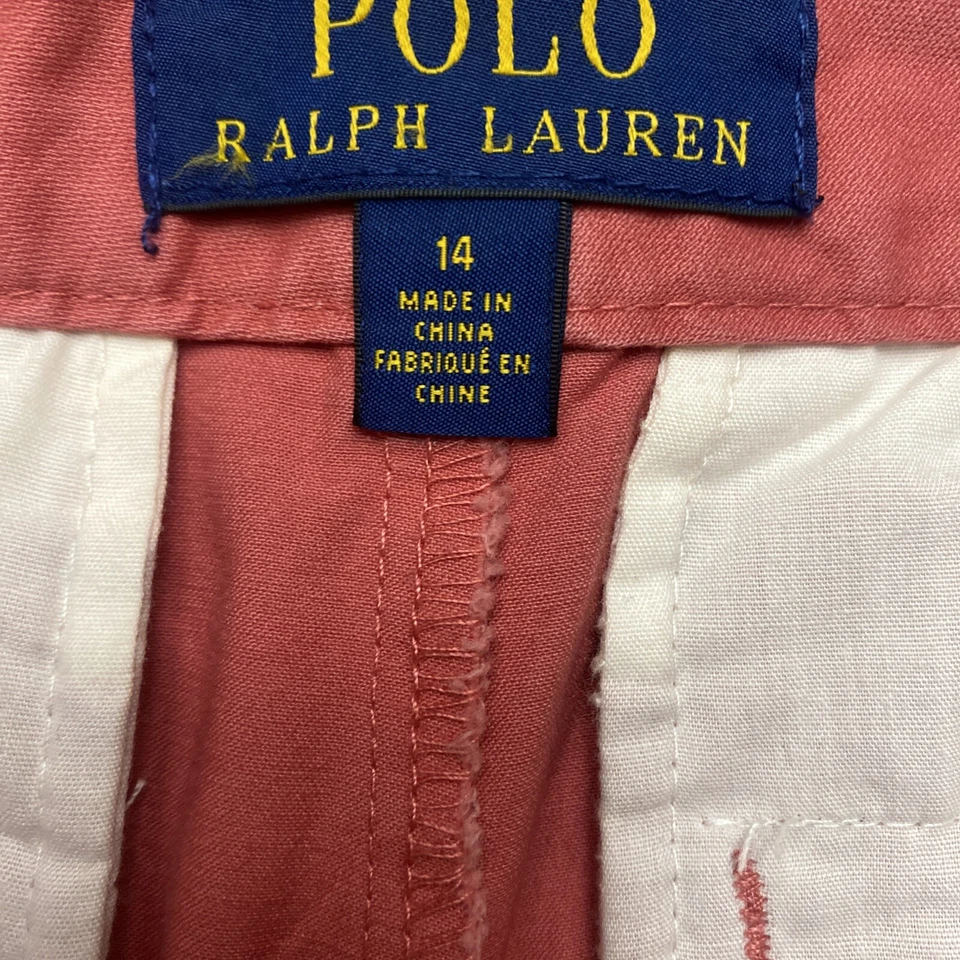 NUEVO CON ETIQUETAS $45 Polo Ralph Lauren Niños Grandes Rojo 100% Algodón Chino Pantalones Talla 14 Foto 3 de 4