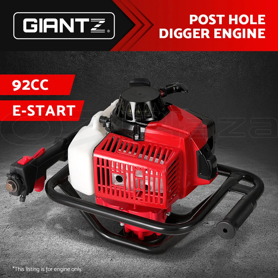 Giantz Post Hole Digger 92CC Motor Only Petrol Hand Engine Diggers E-start Red
