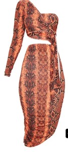 orange snake print dress