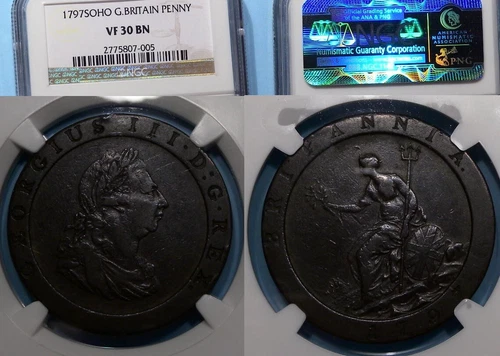 1797SOHO GREAT BRITAIN PENNY NGC VF 30 BN #619-48