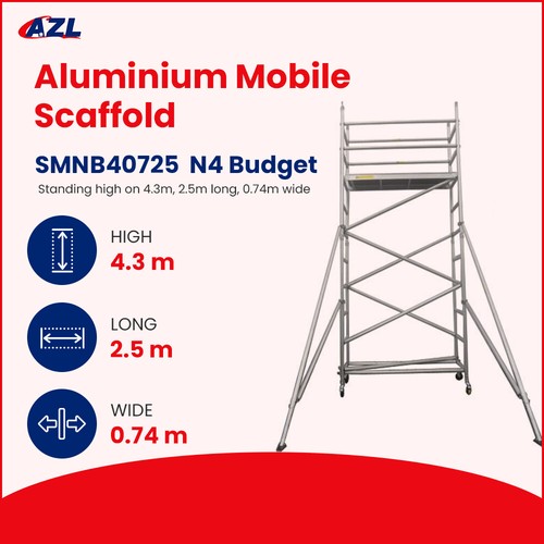 Aluminium Mobile Scaffolding Tower with Max. 5.3M Ht– Portable Scaffold -128 Kg - Picture 2 of 9