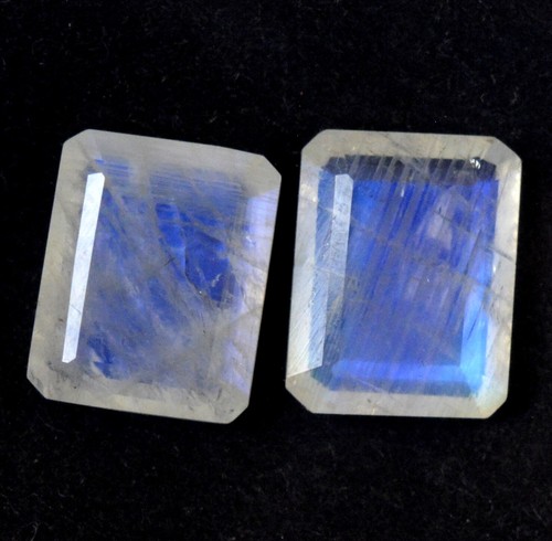 Certified Natural Rainbow Moonstone Octagon Cut Pair 9x7 mm 3.26 Cts Loose Gems - Picture 4 of 4