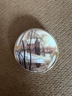 Limited Edition P. Buckley Moss Society Golden Winter Ceramic Round Art Brooch — photo 2