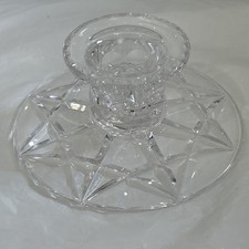 Stuart Cut Crystal Glass Squat Candlestick 8 Point Diamond Star & Olive Pattern