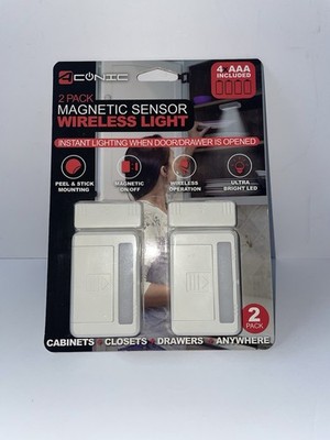 New LED Light Bar 2-Pack Peel & Stick Wireless Magnetic Sensor Aconic Door Drawr