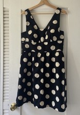 Loft Black w/ Large Polka Dot Sleeveless Dress-size 8