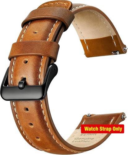 Leather Watch Strap 18mm 20mm Genuine Quick Release Replacement for Men Women