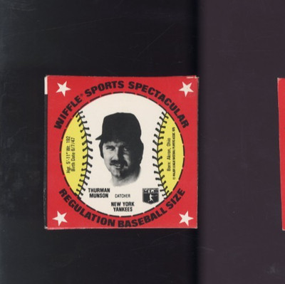 1978 Wiffle Ball Thurman Munson Cut from Box - NICE - VSCARDS