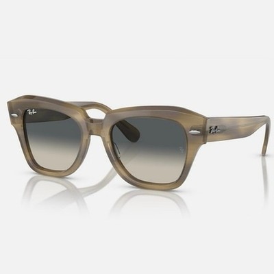NEW Ray-Ban State Street Square Acetate Sunglasses Polished Striped Green Grey