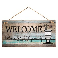 Funny Wall D cor Sign for Bathroom, Farmhouse Rustic Bathroom Wall Art