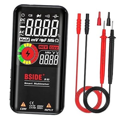 BSIDE Digital Multimeter Color LCD 9999 Counts Auto-Ranging Voltmeter S10 Black