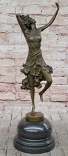 Art Deco/Nouveau Sexy Dancer Bronze Masterpiece Sculpture Marble Base Figure