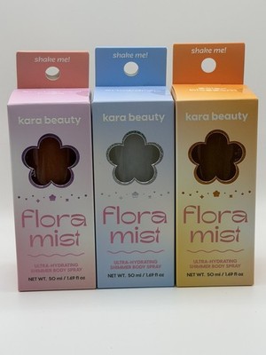 Kara Beauty Flora Mist Shimmer Body Sprays 1.69 oz/50 ml Set of 3 New & Sealed 