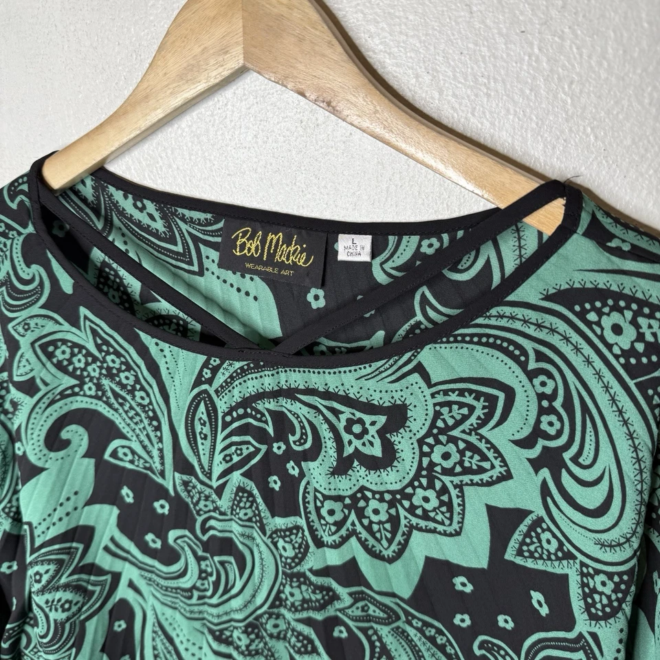 Top caftán plisado cachemir verde Bob Mackie vacaciones Navidad para mujer grande Foto 2 de 4