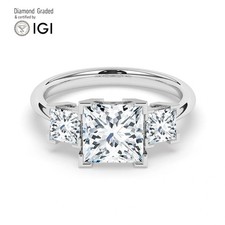 Princess Diamond Trilogy Ring Platinum Labgrown 4 Ct Solitaire