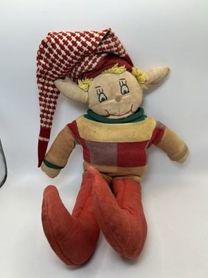 Vintage 1950s Homemade Elf Pixie Rag Doll - Mid Century Modern Elf Pixie