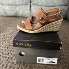 Vionic Tulum Vero Size 6 Tan 3 Inch Wedge Heel Sandal New In Box Women  s