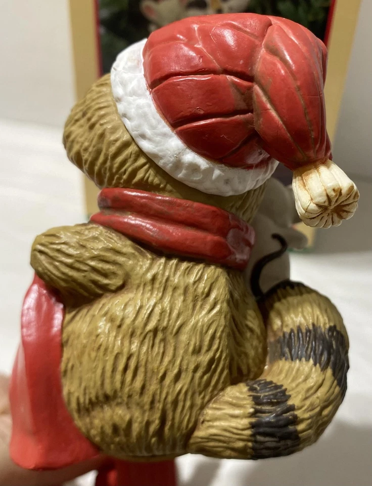 Vintage Hallmark Raccoon Mouse Stocking Hanger 1984 Christmas Mantel Hook Box - Image 4 of 4