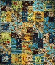 Handmade Children's Patchwork Quilt Bright Colors Animals Bugs Machine Stitched