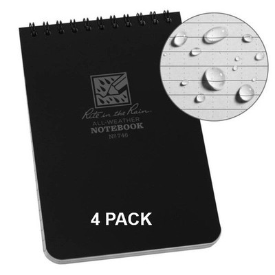 RITE IN THE RAIN(Qty.4) All Weather Notebook:4''x6'' Write Wet/Dry *Free Shipping*