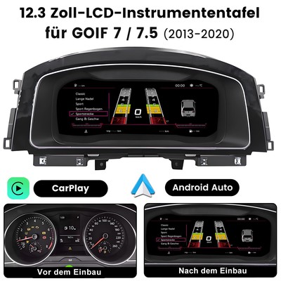 For VW Golf7 12.3'' Car LCD Digital Virtual Instrument Cluster Dashboard Retrofit