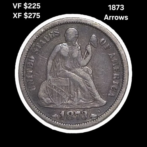 1873 Liberty Seated Dime VF/XF Nice Original Toning