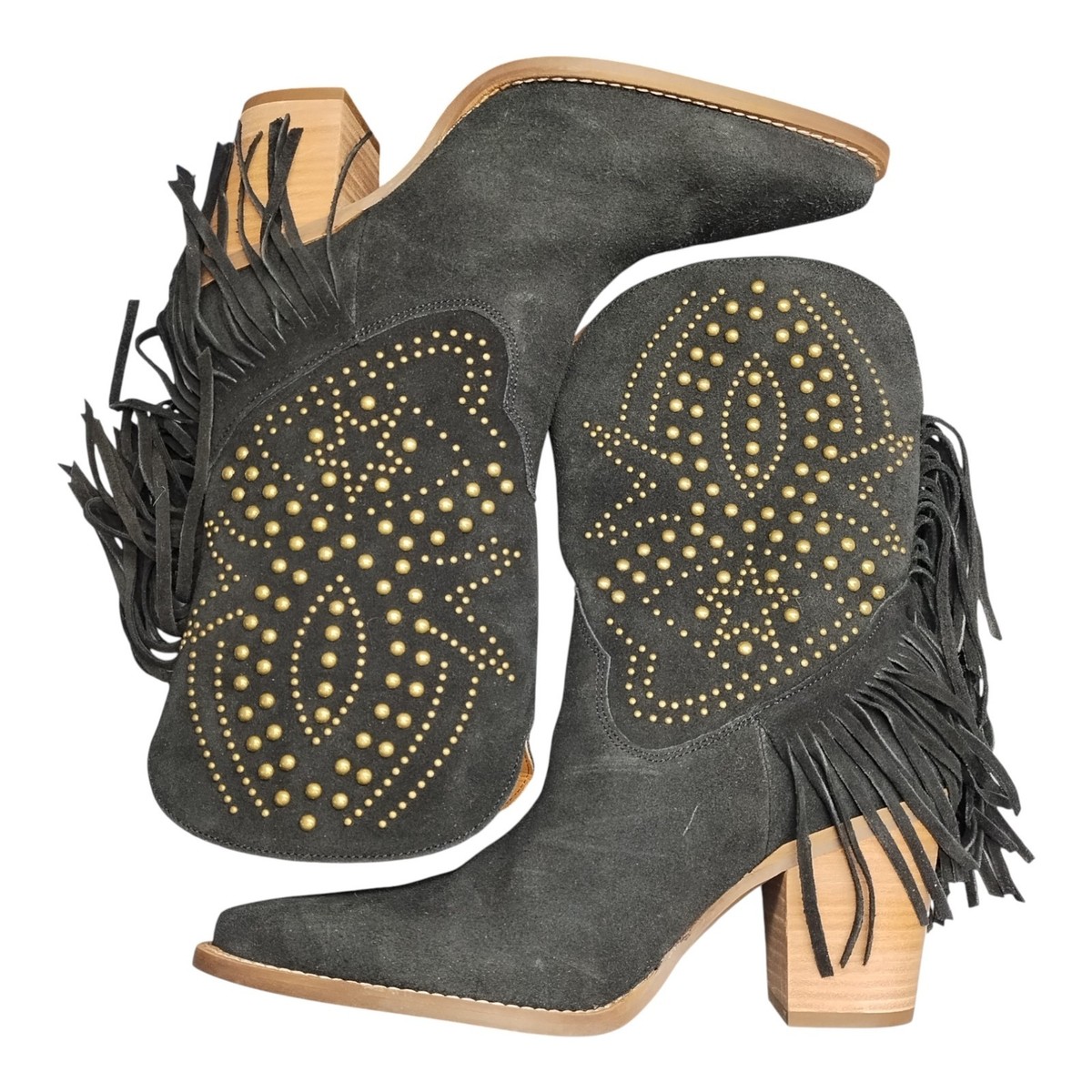 Dingo Star Power Western Boots Womens US 9M Black Leather Fringe