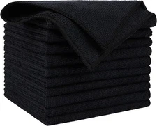 AIDEA Microfiber Cleaning Cloth Black 10PK, Towels for 