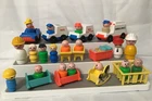 vintage Fisher price little people vehicles, nursery wooden/plastic toy figures