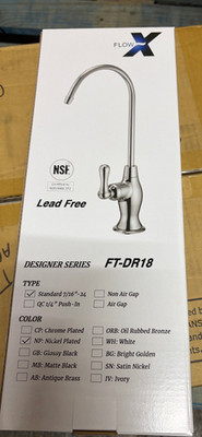 Flow X Water Faucet FT-DR18 7/16'' - 24 Nickel Plated High Arc Polished 1 handle