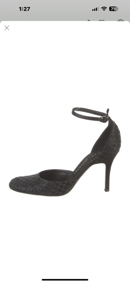 Auténticos zapatos de salón Louis Vuitton tacón cinta gamuza negros EU35.5/US5.5 Foto 3 de 4