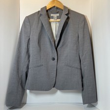 H M Womens Long Sleeve One Button Blazer Size 8 Light Gray