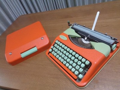 Fully Functional HERMES Baby Typewriter Custom Color Orange Used Good Condition