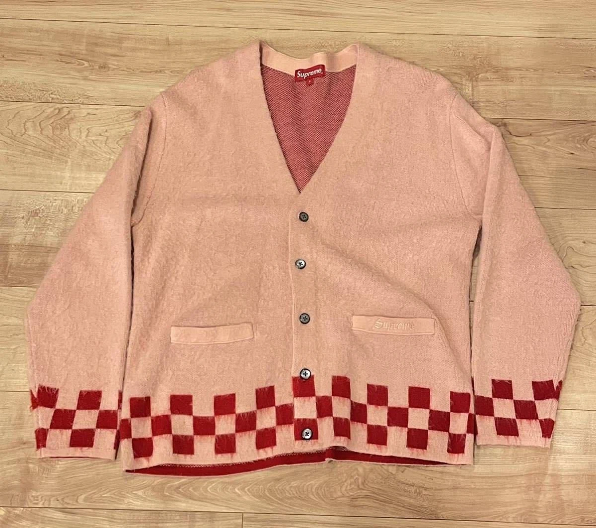 Cardigan damier brossé Regular Masterpiece Supreme 21SS Checkerman avec