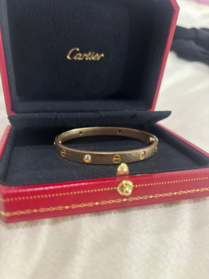 Cartier любовь браслет 17 розовое золото с 4 бриллиантами - Изображение 2 из 3