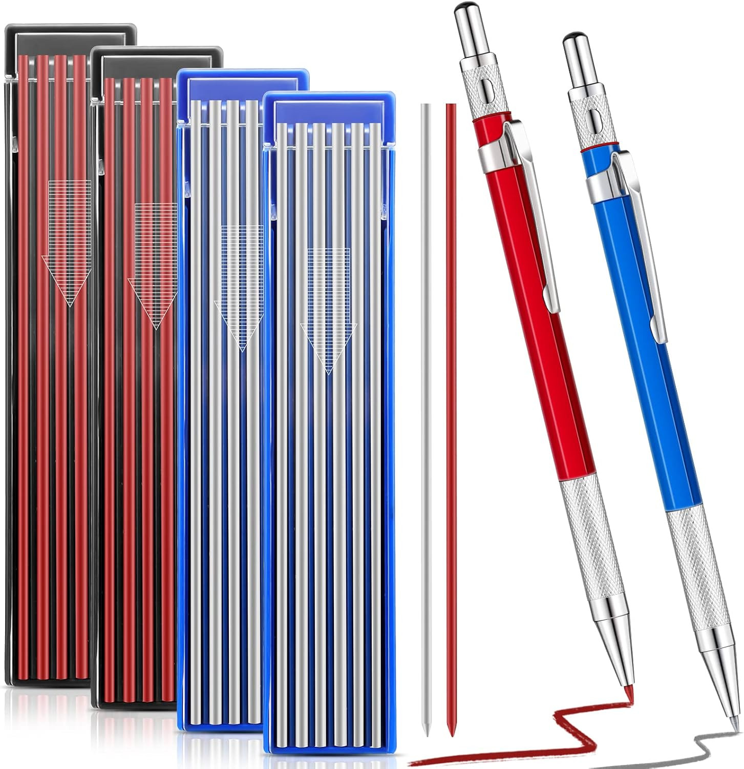With 48 Pcs Round Refills Mechanical Pencils Metal Welding