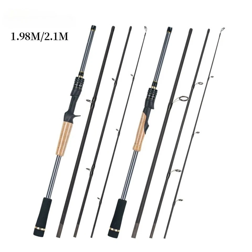 Fishing Rod Lure Travel Spinning/Casting Rod 1.98m/2.1m Rod 4 Section Carp Bass