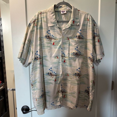 Bubba Gump Shrimp Men's Hawaiian Shirt Lt. Dans Aloha Gear Tan Vacation Beach - 第 1/7 張圖片