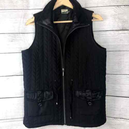 Mountain Lake | Black Quilted Zip-Up Vest Shimmer… - image 1