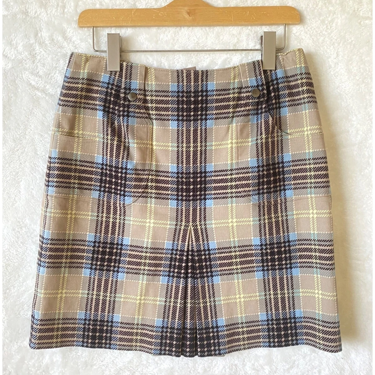 Plaid top skirt tan