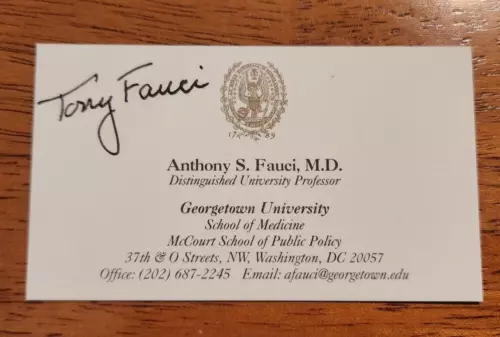Autographed Dr. Anthony Fauci business card w/coa COVID-19 EXPERT TRUMP