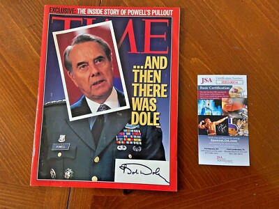 November 20, 1995 TIME Magazine- Senator Bob Dole- Signed- JSA- NO LABEL- COA
