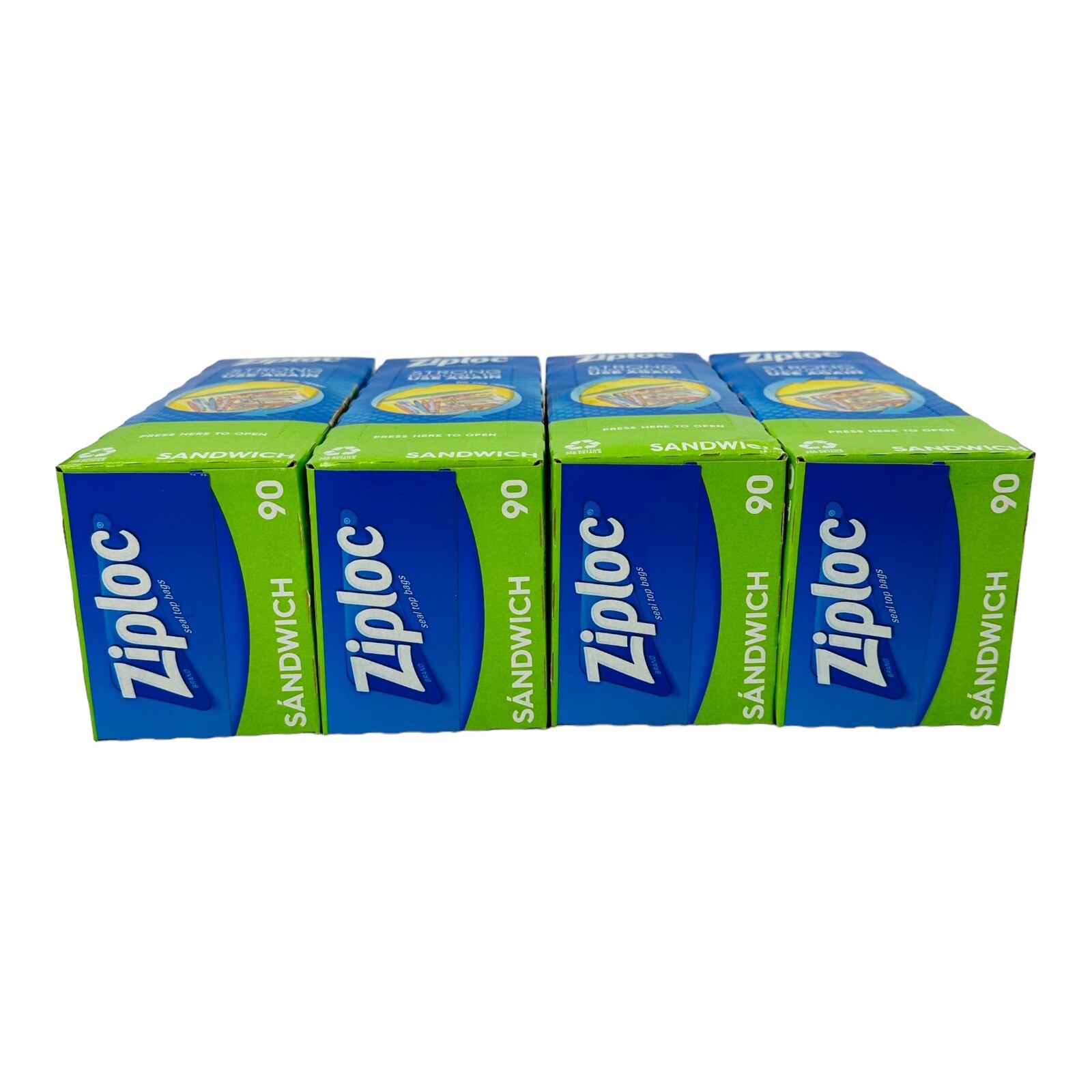 4 Boxes Ziploc Sandwich Bags Grip 'n Seal 90 Bags/Box 6-1/2" x 5-7/8"