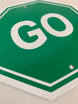 Green GO Metal Mini Road Traffic Sign 6