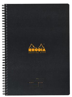 Rhodia Efficient Meeting Notebook A5 Black 160x210mm 80g Vellum 160 Sheets